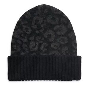 🆕 NEW Sweaty Betty black Leopard jacquard wool beanie hat